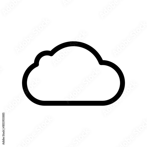 Minimal Black Cloud Icon Outline for Weather, Cloud Computing, and UI Design
