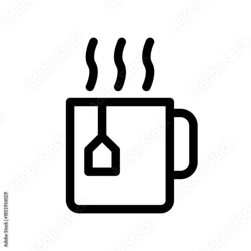 Cozy Steaming Mug With Tea Bag Icon For Warm Morning Beverage Concept