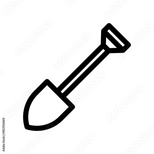 Shovel Icon: Simple Black Shovel Symbol For Garden, Construction, And DIY Projects