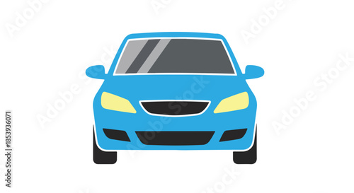 Front view of a minimalist blue automobile graphic, perfect for web and app design