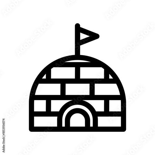 Igloo Dome With Flag Symbolizing Arctic Home, Winter Hospitality, And Northern Adventure, Culture, Travel, and Lifestyle
