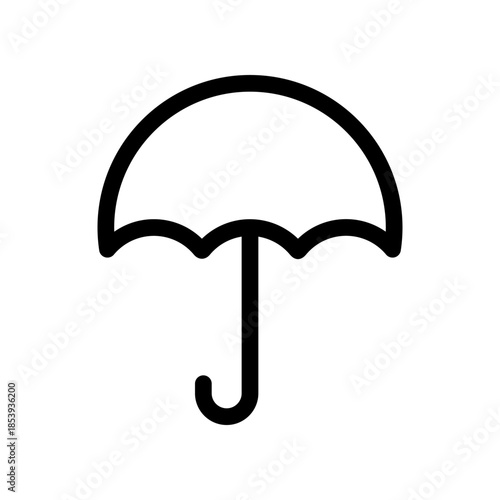 Umbrella Icon Silhouette. Simple Weather Symbol for Rain, Protection, and Outdoor Design