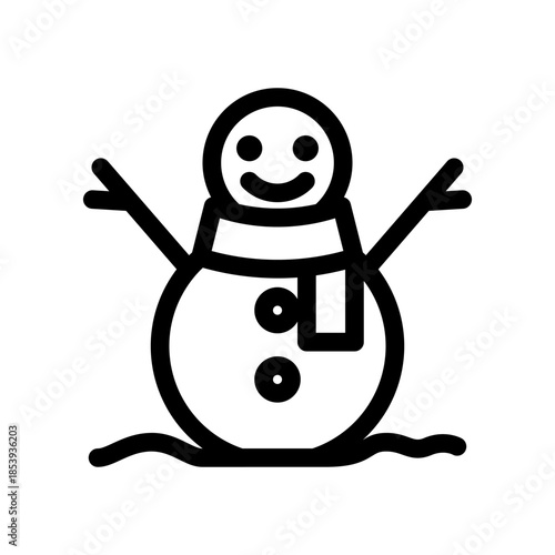 Cute Snowman Illustration With Scarf And Smile For Winter Holiday Design