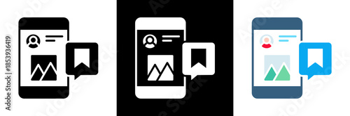 Save Post Icon Set Glyph vector Illustration