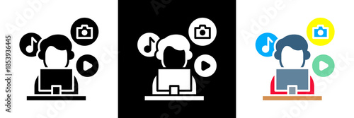 Content Creator Icon Set Glyph vector Illustration