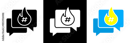 Trending Topic Icon Set Glyph vector Illustration