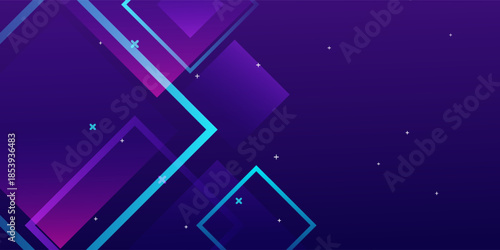 Abstract background with dots and squares. Geaometric backdrop in blue and pink colors, copy space, blank space for text. Smooth gradient and soft colors.