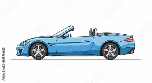 Sleek modern blue convertible sports car illustration, perfect for automotive design and travel concepts