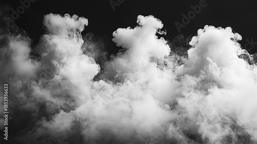Dramatic Black and White Cloud - like Smoke Formation on Dark Background
