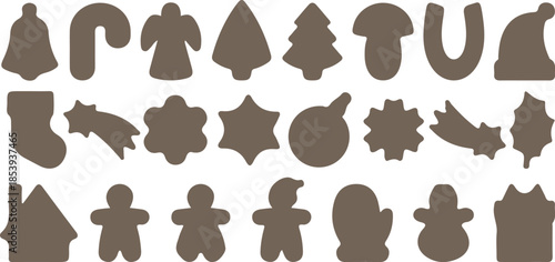 christmas cookie icons vector silhouette collection shape image art design 