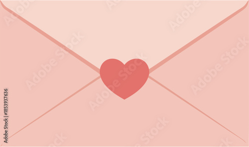 Pink envelope with heart symbol for love letters