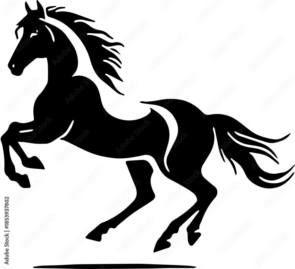 Fototapeta premium Horse Logo Black and White Vector Icon