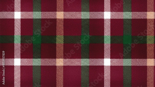 Seamless Christmas Tartan Plaid Pattern in Burgundy Red Green and White Fabric Texture Background