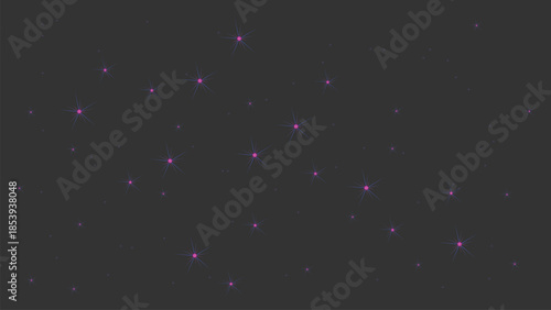 Pink and blue starbursts scattered on a dark gray background
