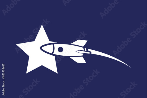 Modern Starburst and Rocket Ship Graphic Element for Tech and Growth