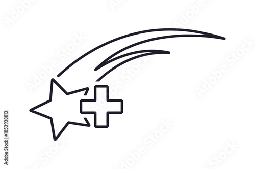 Modern Starburst and Rocket Ship Graphic Element for Tech and Growth