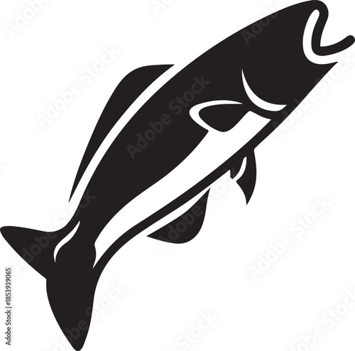 Fish silhouette isolated on transparent background vector illustration aquatic animal