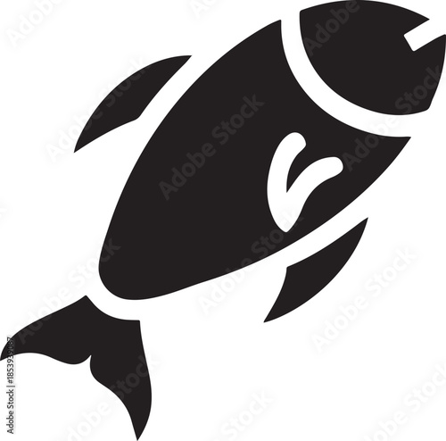 Fish silhouette isolated on transparent background vector illustration aquatic animal
