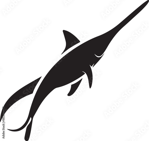 Swordfish silhouette on transparent background vector illustration