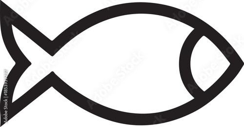 Outline graphic silhouette design of fish on transparent background ready for compositing