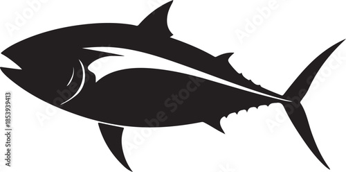 Tuna fish silhouette vector illustration for seafood restaurant logo or nautical fishing