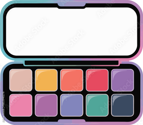 Vibrant eyeshadow palette with mirror and colorful shades