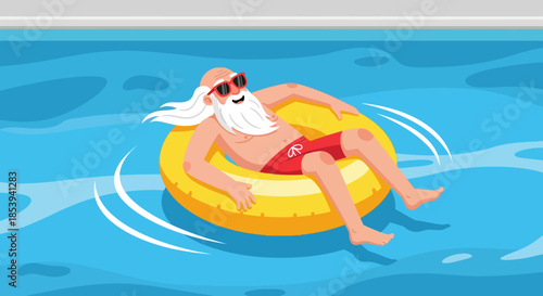Man Floating in Pool Ring