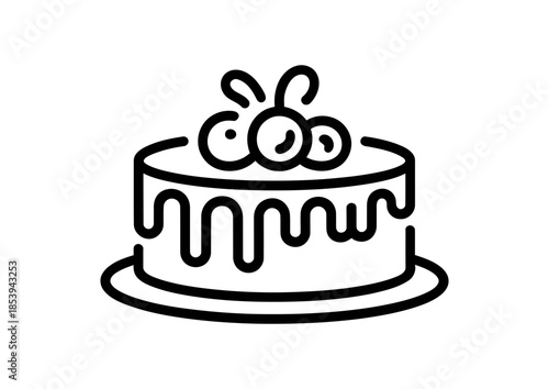 Delicious cake with cherries on top for dessert