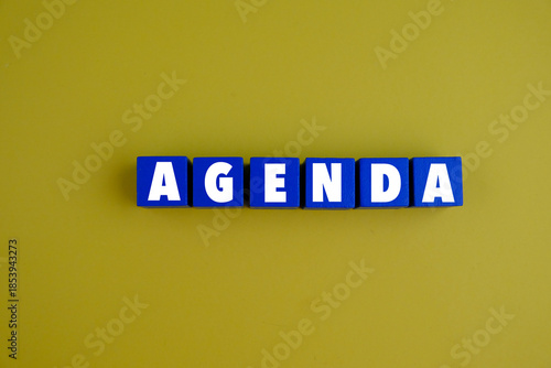 letters of the alphabet with the word agenda. today's agenda concept