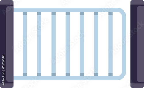 Simple vector illustration of metal barrier restricting access to private property with vertical steel bars