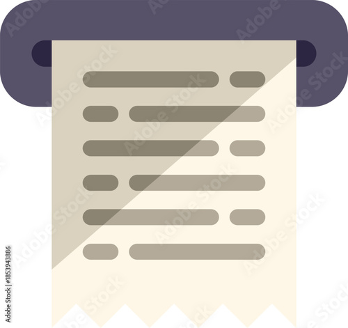 Pos terminal printing paper receipt illustration featuring a point of sale machine generating a bill