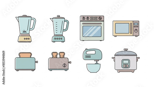 Kitchen Appliances Minimal Icon Set