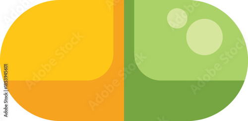 Simple and colorful vector illustration of a pill, representing concepts of health, medicine and treatment