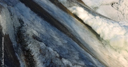Wallpaper Mural Icy waterfall cascading down rocks creates a tranquil scene. Water and ice mix in harmony. The scene is relaxing and creates a moment of peace. High Tatras National Park, Slovakia, Europe. Torontodigital.ca