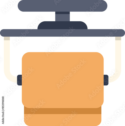 Modern electric hand dryer is drying hands with warm air in public restroom