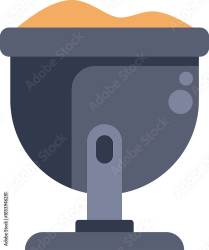 Illustration of a furnace melting sand at high temperature in an industrial environment