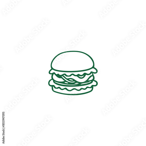 A simple outline drawing of a burger on white background