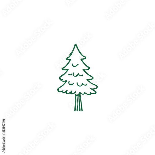 A simple, green, outline drawing of a fir tree against a white background