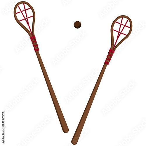 Stickball sticks and ball vector.