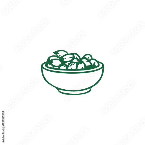 A green bowl holds a collection of leafy greens, set against a stark white backdrop