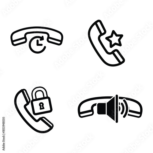 Telephone icons with various symbols and states