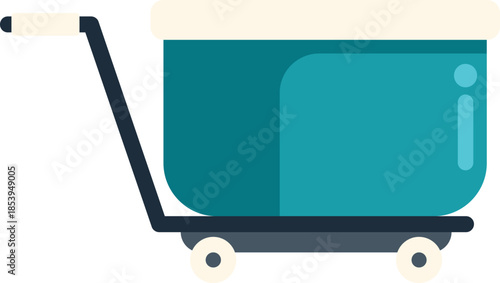 Empty hand truck with big box is waiting for a delivery service worker