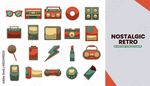 Retro nostalgic musik set element 