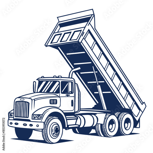 Dump truck unloading materials