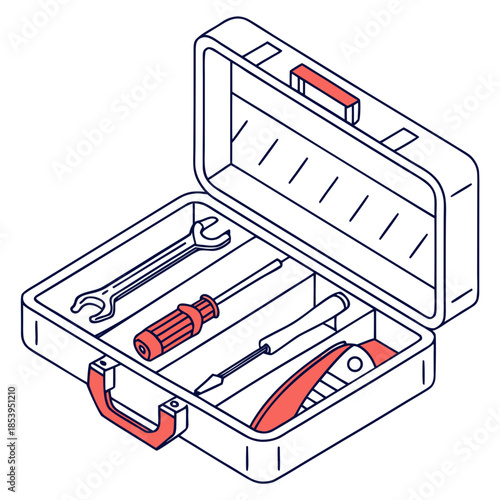 Open toolbox with assorted tools