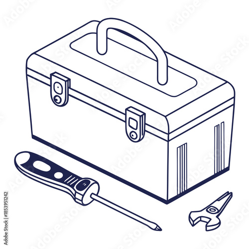 Toolbox with screwdriver and pliers
