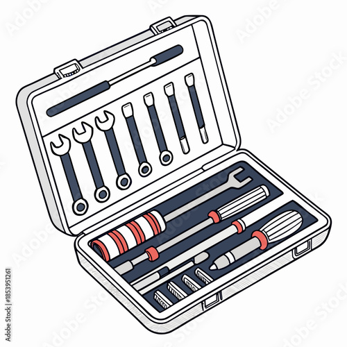 Open toolkit with assorted tools