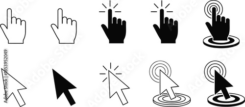 Computer Mouse Pointer Click Cursor Gray Arrow Icons Pack
