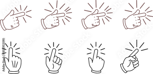 Modern Computer Mouse Cursor Click Arrow Icons Set