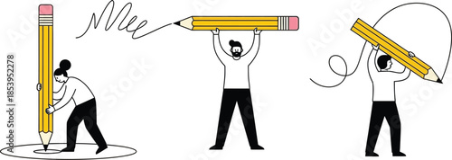 Idea Generation Concept with Pencil on Head and Drawing Action